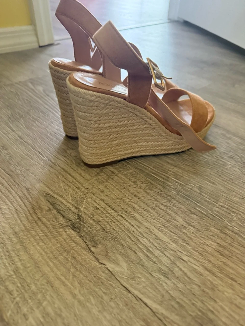 Suede Espadrille Wedge Sandals in Tan
